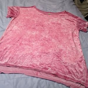 Green Tea Pink Velour Short Sleeved Top Short L